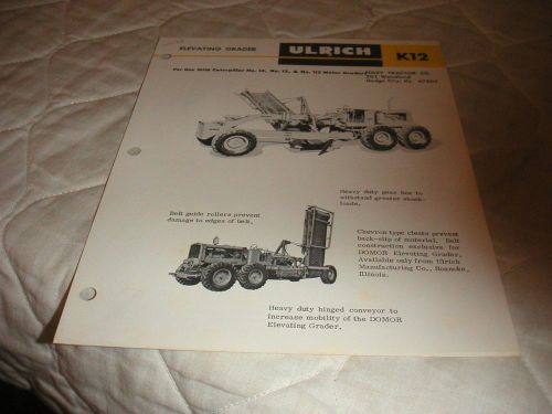 1964 ULRICH MODEL K12 ELEVATING GRADER FOR CATERPILLAR GRADERS SALES BROCHURE