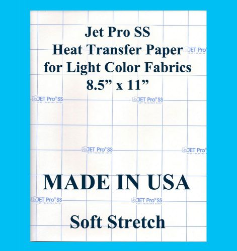 INKJET TRANSFER FOR LIGHT FABRICS &#034;JET PRO SOFT STRETCH&#034; (8.5&#034;X11&#034;)100CT Package