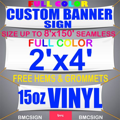 2&#039;x4&#039; 15OZ VINYL / FULL COLOR/  FULLY CUSTOM / FREE HEMS &amp; GROMMETS