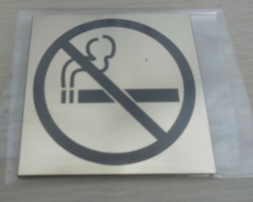 No smoking sign, 3&#034;x3&#034;, brass plastic, business sign for sale