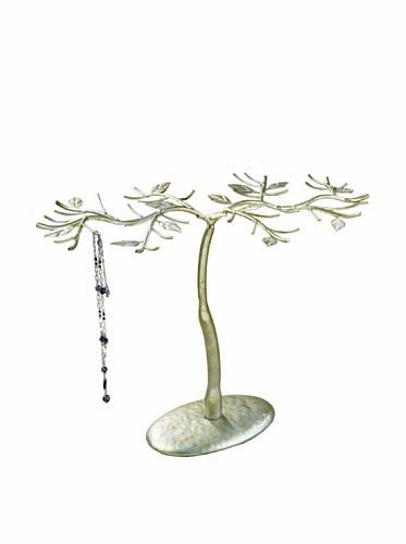 15in Jewelry Tree Stand Holder Antique Gold Finish Home Accessory Hanger, New