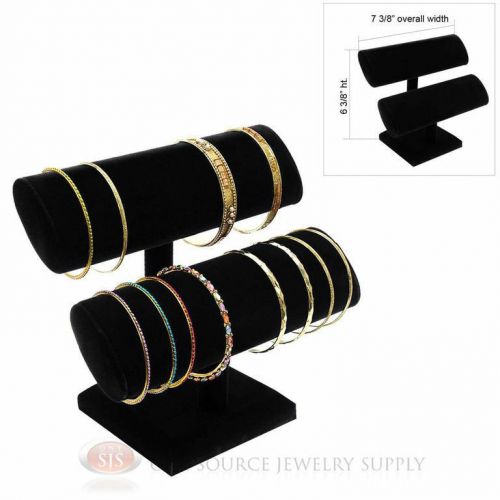 6 3/8&#034; Black Velvet 2 Tier T-Bar Oval Jewelry Bracelet Display Presentation