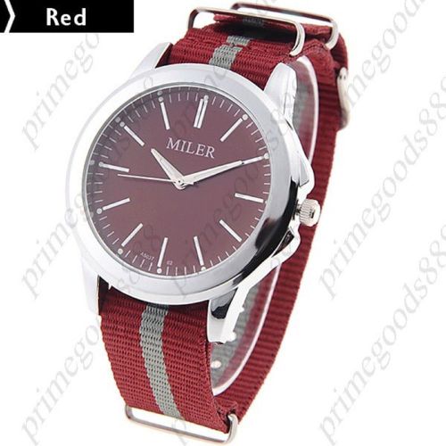 Stylish round case quartz unisex wrist watch canvas chain band in red for sale