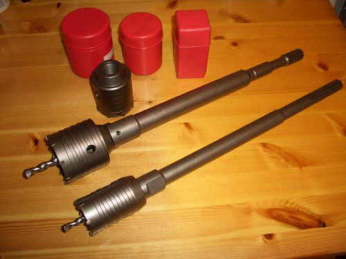 3 concrete core hammer drill bits: 2&#034;, 2 1/4&#034;, 2 1/2&#034; sds max, plus, spline hex for sale