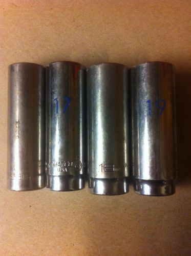 Matco 16, 17, 18, 19mm deep sockets