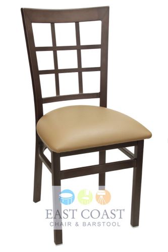 New Gladiator Rust Powder Coat Window Pane Metal Chair with Tan Vinyl Seat