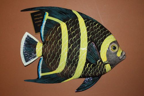 (1),12&#034;, SEAFOOD,RESTAURANT DECOR, SALTWATER FISH DECOR, BLACK, YELLOW,FISH F-81