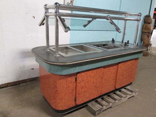 Commercial marble top hot buffet table,w/sneeze guard + rack &amp; plate dispensers for sale