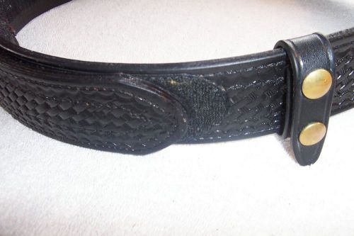 Dutyman sam browne black leather, basketweave  belt w/velcro closure  l 40-42 for sale