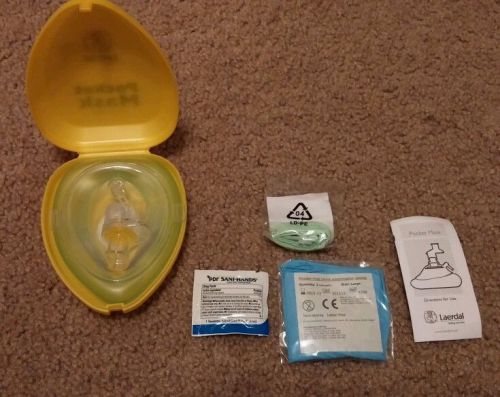 LAERDAL POCKET MASK Oxygen Version Case Valve Gloves Wipe Headband Brand New