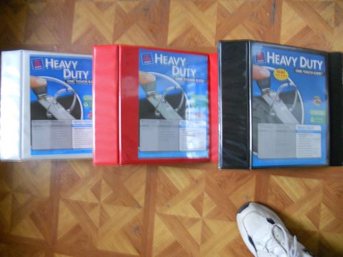 Lot of (3) avery heavy duty one touch ezd binders, 5&#034; inch, black+red+white for sale