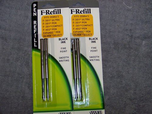 BLACK INK F-REFILL No 85512 FITS ZEBRA F-301 PENS- PACK OF 2