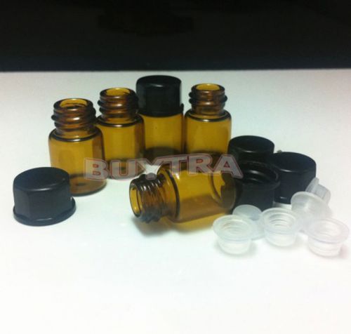 New style 2 ml (5/8 dram) amber glass essential oil bottle &amp; cap 12 pack for sale