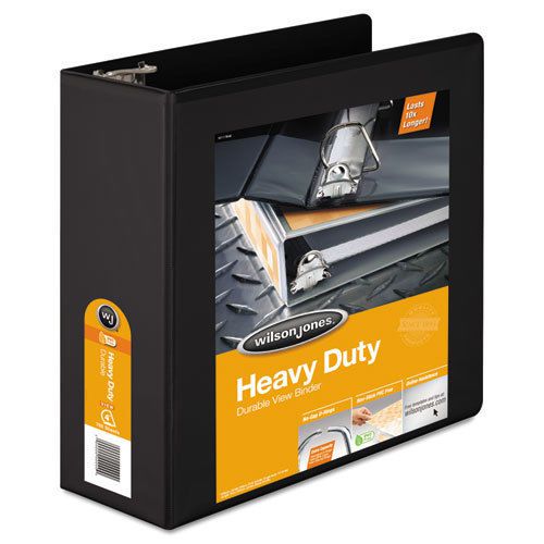 Heavy-duty d-ring vinyl view binder, 4&#034; capacity, black for sale