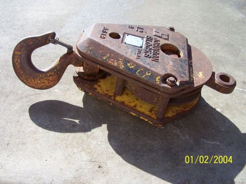 Johnson 15 Ton Crane Block 12&#034; Single Sheave J15S12BTB 9/16 Rope Size