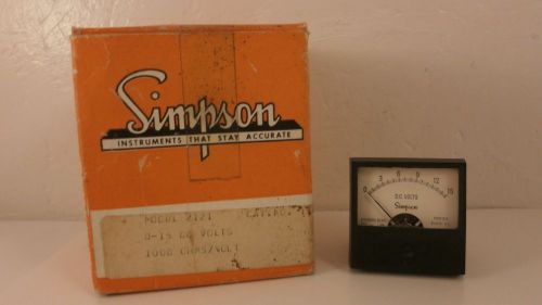 SIMPSON INSTRUMENTS ANALOG VOLT METER 0-15 VOLTS  2121 *NEW SURPLUS*