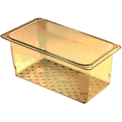 CAMBRO HIGH HEAT COLANDER PANS, GN 1/3, 5&#034; DEEP, 6PK AMBER 35CLRHP-150