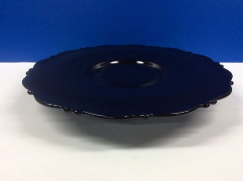 Vintage Black Glass Raised Pedestal Serving Stand Plate Platter