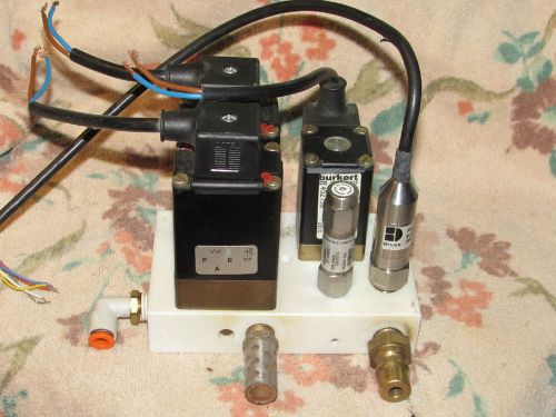 Burkert 0331-c-1/8-fpm-br,0212-a-5/64-fpm-br solenoid valve and power assembly for sale