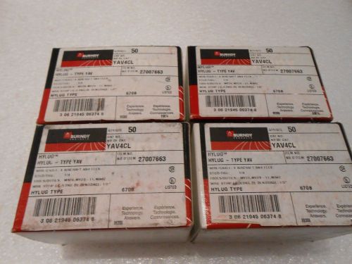 Burndy YAV4CL Hylug Copper Compression AN-4 Flex 1/4&#034; Stud 1 Hole New Lot of 200