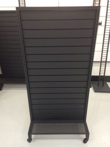 Slatwall Merchandiser Display 2-Sided w/Casters Retail Store Fixture Black Metal