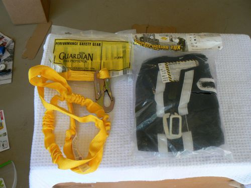 NOS &#034;GUARDIAN CONSTRUCTION TUX SAFETY VEST HARNESS&#034; &amp; LANYARD, LARGE