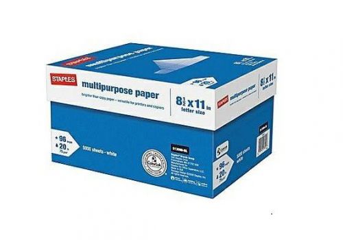 Copy printing paper 8 1/2&#034; x 11&#034; 10 ream case staples multipurpose 5000 pages for sale