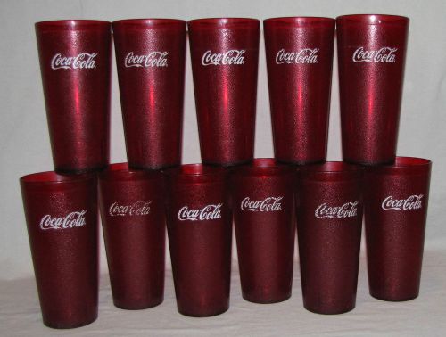 Carlisle coke tumblers ruby red coca cola set of 11 32 oz soda glass for sale