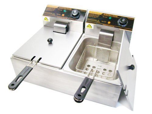 NEW 5000w 12 Liter Electric Countertop Deep Fryer Dual Tank Commercial Restauran