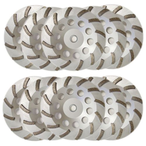 10pk 7” premium turbo diamond cup wheel 12 seg 7/8”-5/8” arbor 30/40 grit for sale