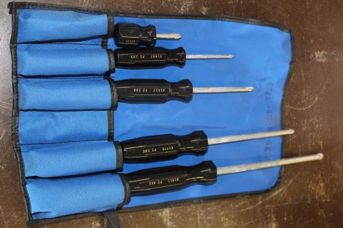 PRATT READ 5 PC SCREWDRIVER SET HEAVY DUTY MILITARY PHILLIPS W/POUCH #423