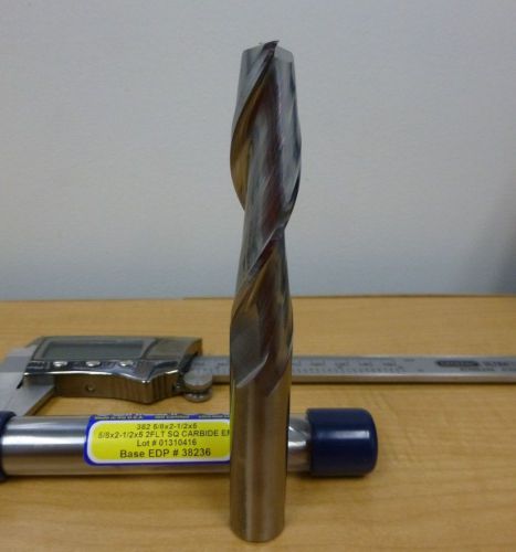 ULTRA Carbide Sq End Mill, 2 Flt, 5/8&#034; Dia, 2-1/2&#034; LOC,  5&#034; OAL, #38236, Surplus