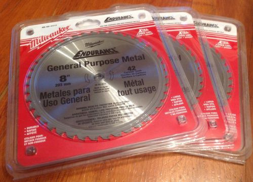 3# Milwaukee endurance 8&#034; metal cutting blades.