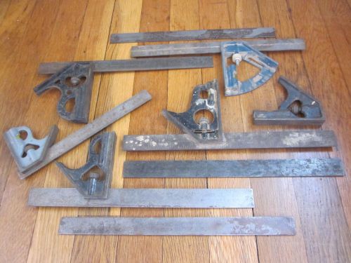 Antique Vtg Machinist Combination Square Rule Lot pre Starrett Union Tool &amp; MORE