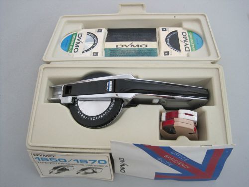 Vintage dymo deluxe labeling kit 1550 w/ carrying case &amp; embossing wheels chrome for sale