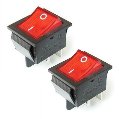 2Pcs Red 4 Pin Light On/off Boat Rocker Switch 250V 15A AC AMP 125V/20A CNOG