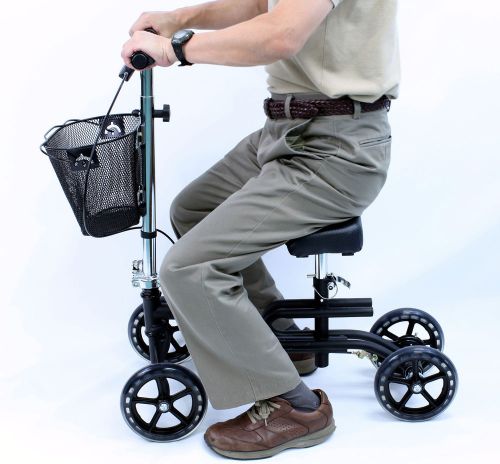 Pedal Leg Exerciser Foot Knee Walker Rolling Foldable Crutch Karman KW-100 Black