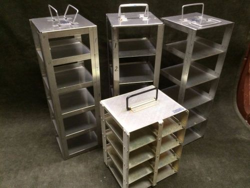 4 each Stainless Liquid Nitrogen Cryogenic Freezer Tray Rack, trays