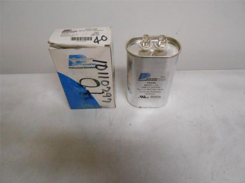 Packard poc40 motor run capacitor, 40mfd oval, 370vac, rated to 85 deg c for sale