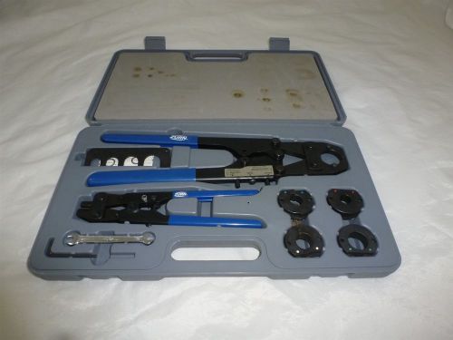 ZURN MULTI-HEAD COPPER CRIMP TOOL KIT W CRIMP REMOVAL TOOL PEX 3/8&#034; 1/2 5/8 3/4&#034;