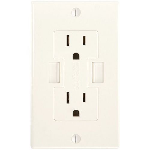 Newer Tech NWTPWR2U15ATRA Power 2U 15-Amp Dual AC/USB Wall Outlet - Light Almond