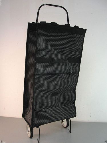 COLLAPSIBLE ROLLING GROCERY REUSABLE FOLDING SHOPPING BAG TRAVEL WHEELS BLACK