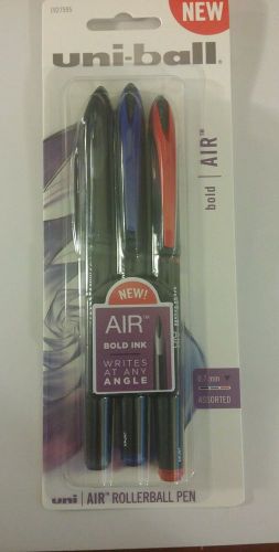 Uniball Bold Air Rollerball Pens - 3 Pack, Includes Blue, Black &amp; Red