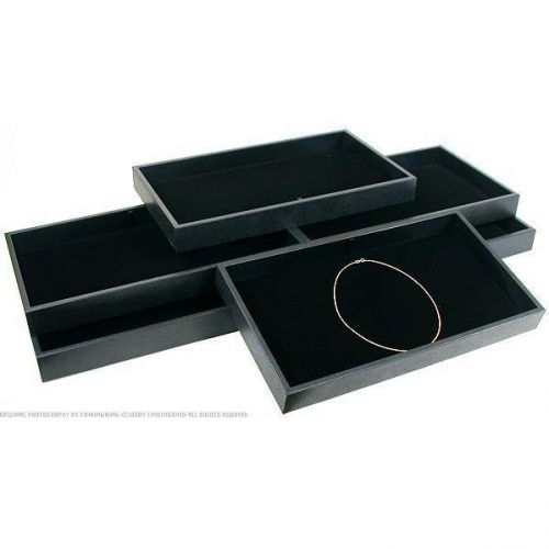 6 black velvet chain pad jewelry display &amp; tray for sale