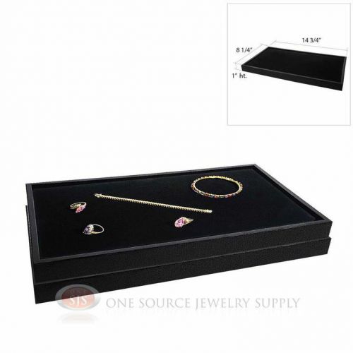 2 wood jewelry sample trays with black padded velvet display pad inserts for sale