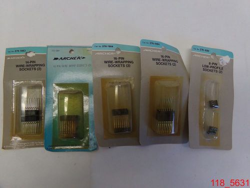 Mixed lot of 5 radioshack 276-1993 -1994 -1995 14 16 8 pin wire wrapping sockets for sale