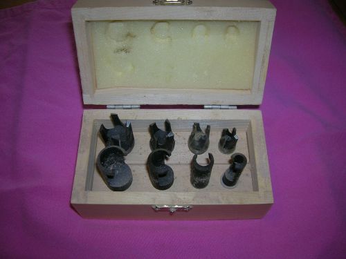 (8) piece plug cutter set in box drill bit woodworking