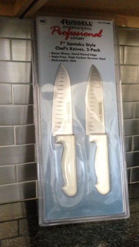 X2 russell international professional cutlery 7&#034; santoku style chefs knives for sale