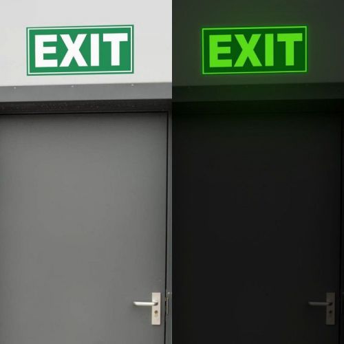 Glow in the dark exit sign photoluminiscent glow sign for sale