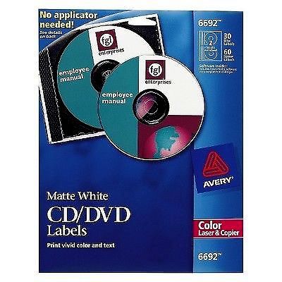 Laser cd/dvd labels, matte white, 30/pack for sale